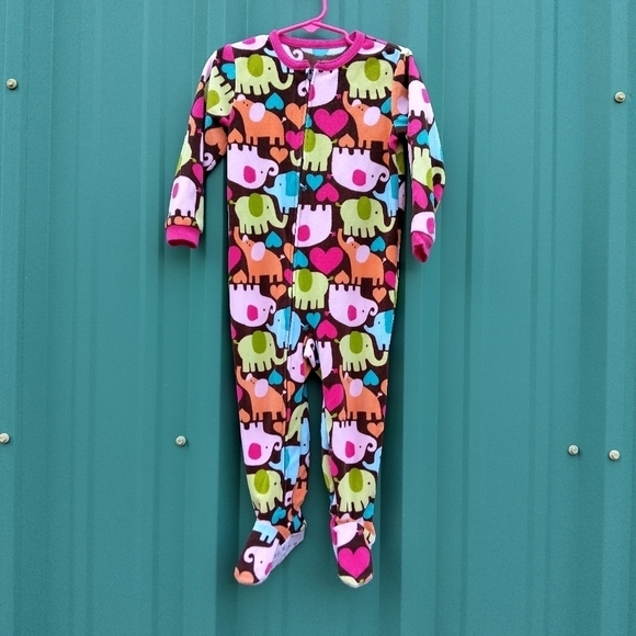 Carter's Toddlers One Piece Zippered  Footed Pajamas PJs Size 2Ta Elephants - Picture 1 of 4